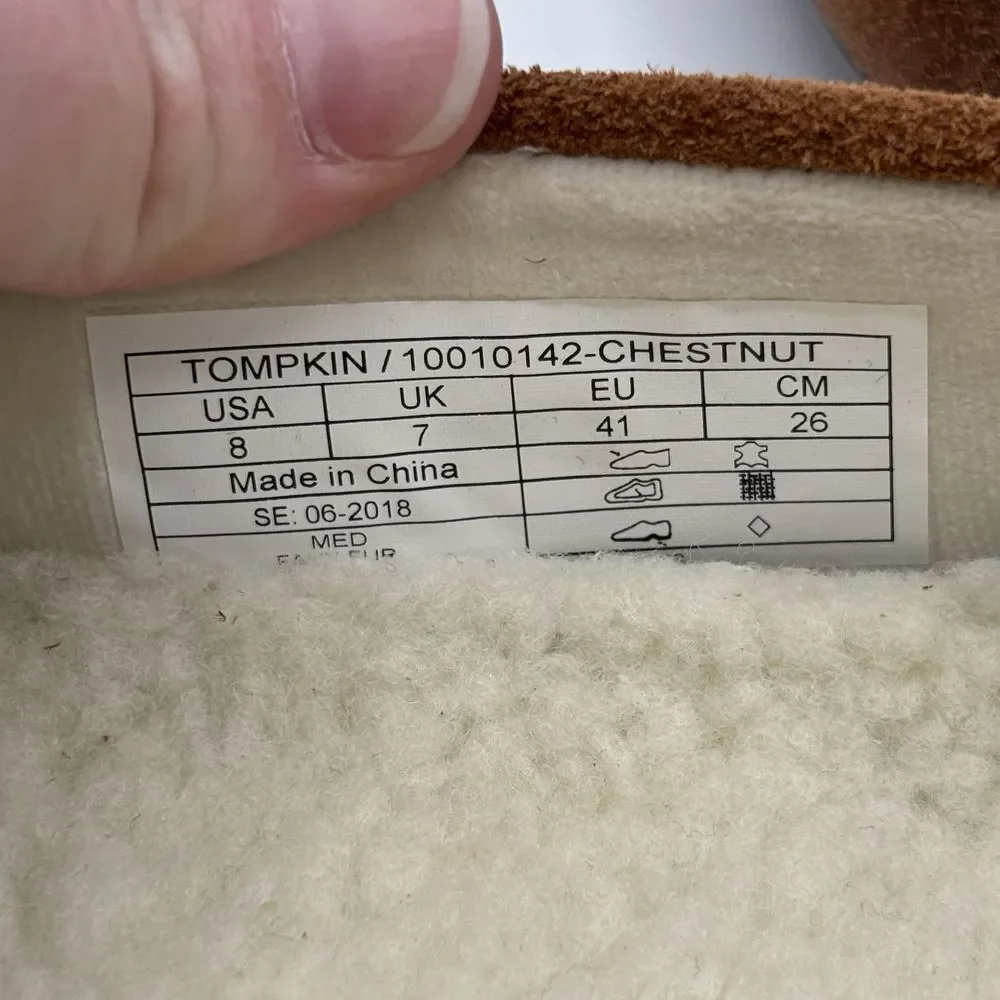 Vionic‎ Tompkin Suede Driving Loafer Shoe Slipper Men's 8 Brown Sherpa Insole